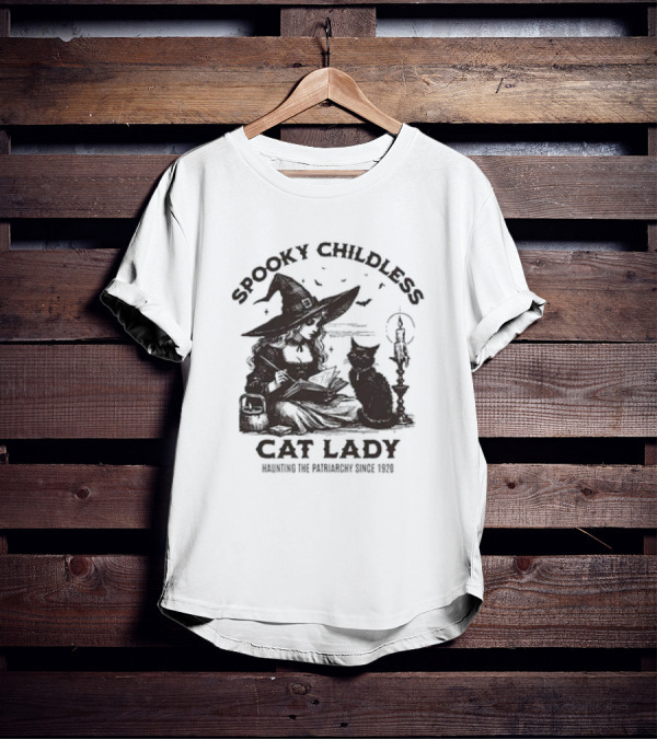 Spooky Childless Cat Lady Witch Haunting The Patriarchy Since 1920 T-Shirt