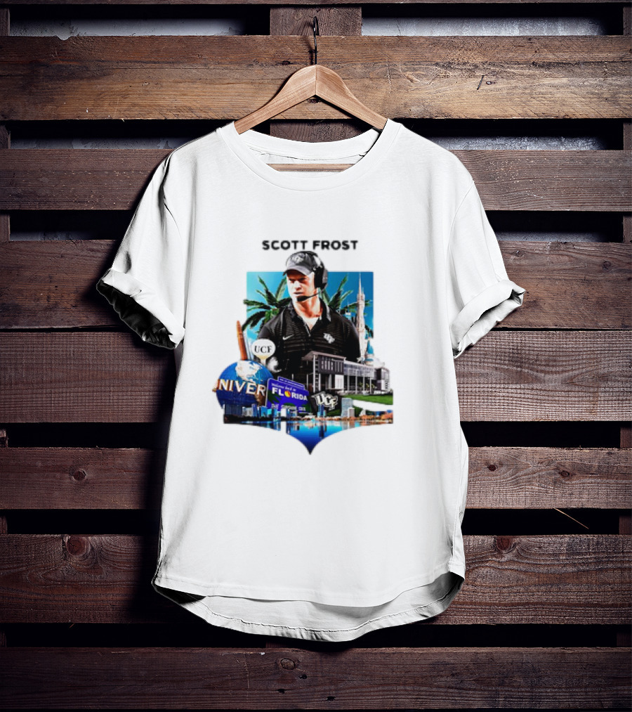 Scott Frost UCF Florida With University Campus And Palm Trees T-Shirt