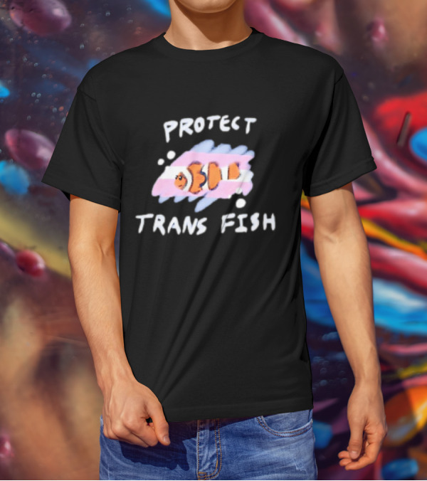 Protect Trans Fish Clownfish With Transgender Flag Colors T-Shirt