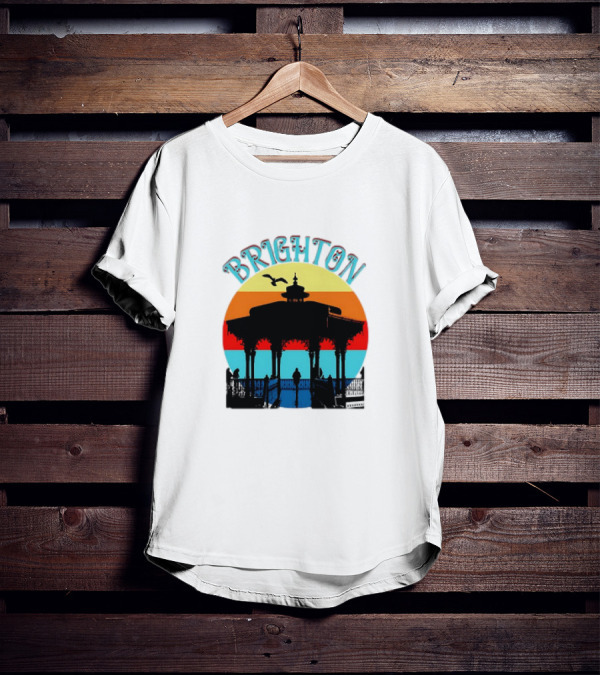 Brighton Bandstand Silhouette At Sunset With Seagulls T-Shirt