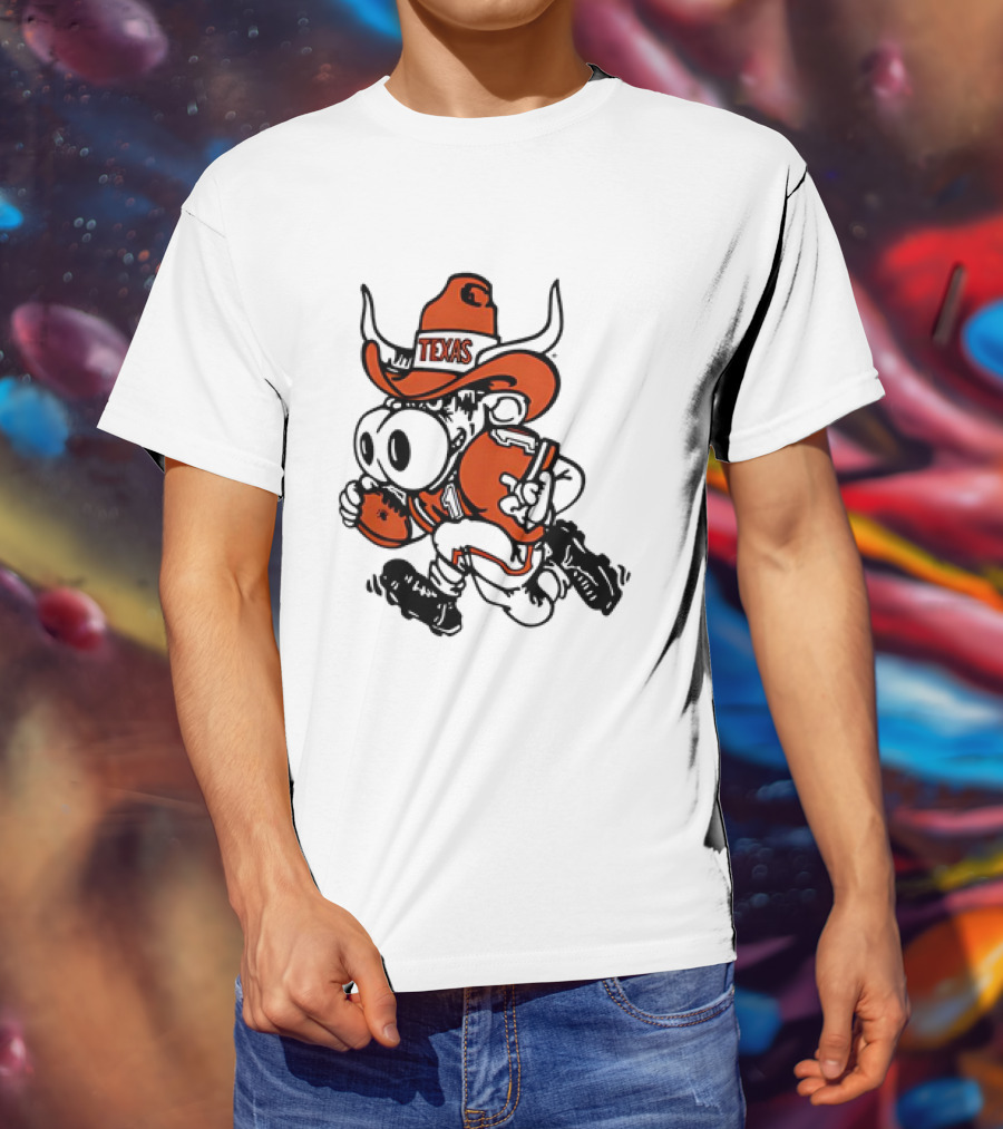 Bevo Texas Longhorn Football Mascot Running Cowboy Hat T-Shirt