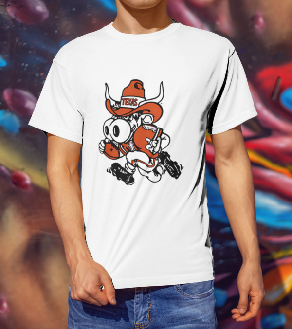Bevo Texas Longhorn Football Mascot Running Cowboy Hat T-Shirt