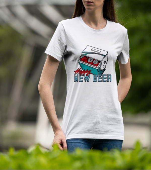 Happy New Beer Cooler With Cans T-Shirt