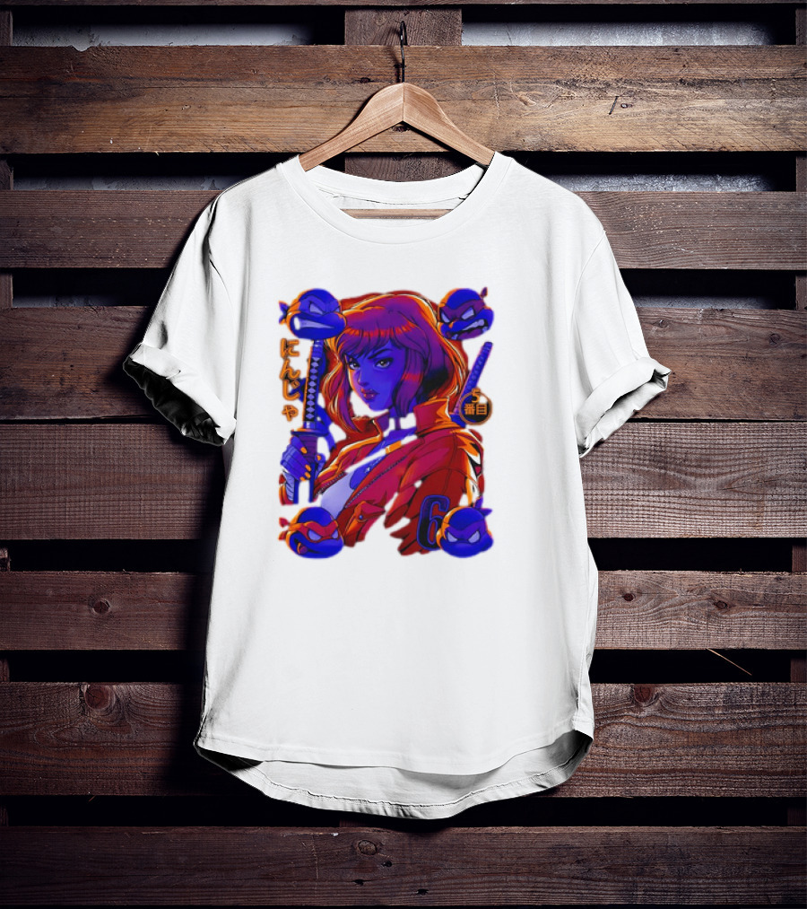 Ninja April O’Neil With Leonardo Raphael Donatello Michelangelo T-Shirt