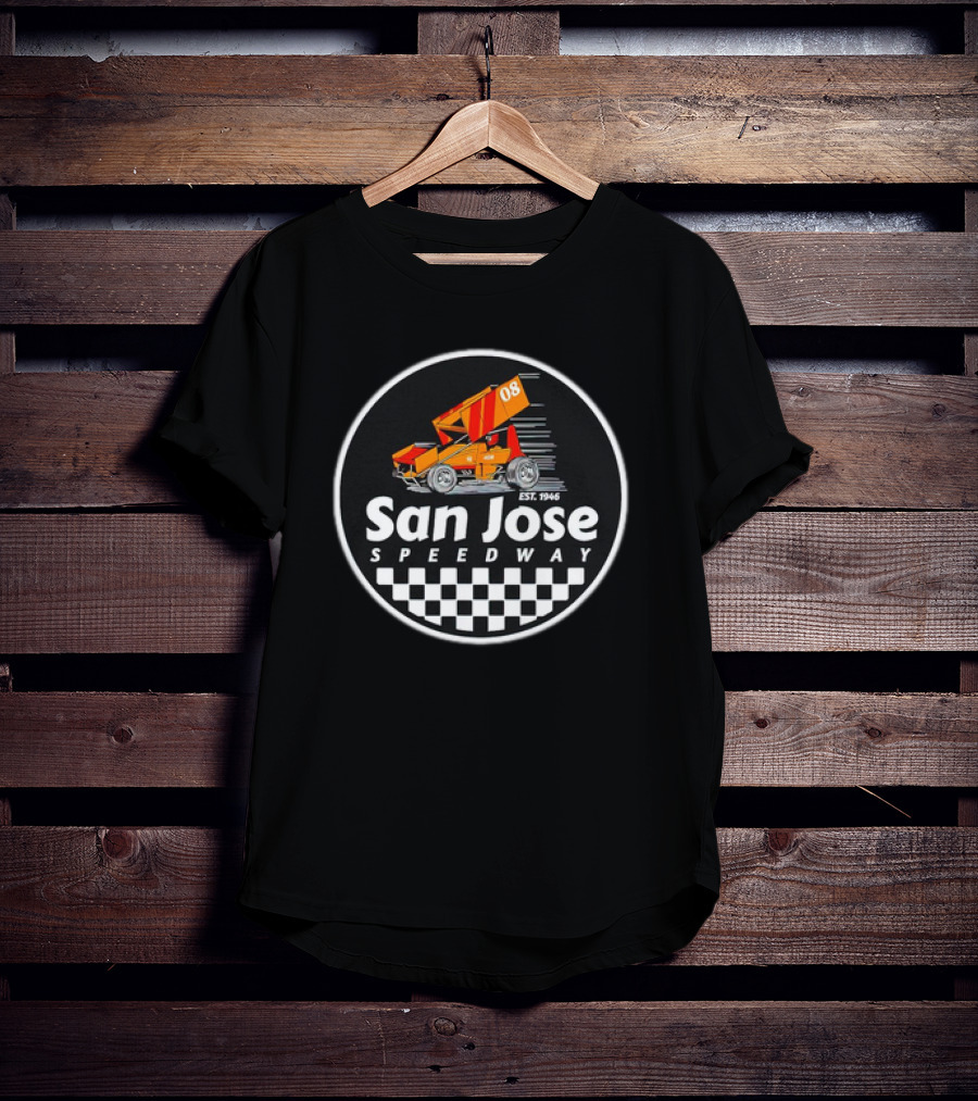 San Jose Speedway Est. 1946 Checkered Orange Racing Car 08 T-Shirt