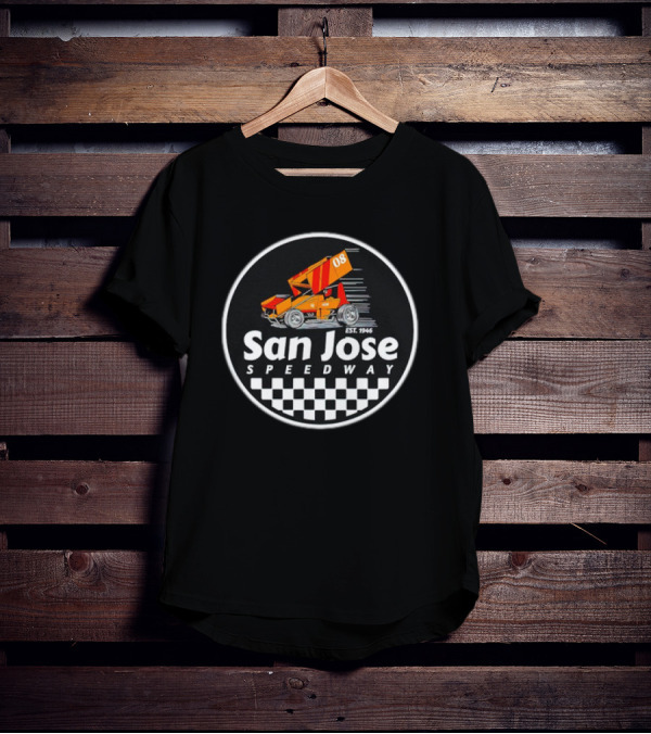 San Jose Speedway Est. 1946 Checkered Orange Racing Car 08 T-Shirt