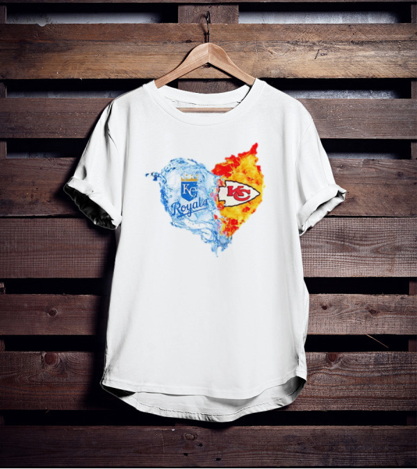 Kansas City Royals KC Chiefs Heart Water Fire T-Shirt