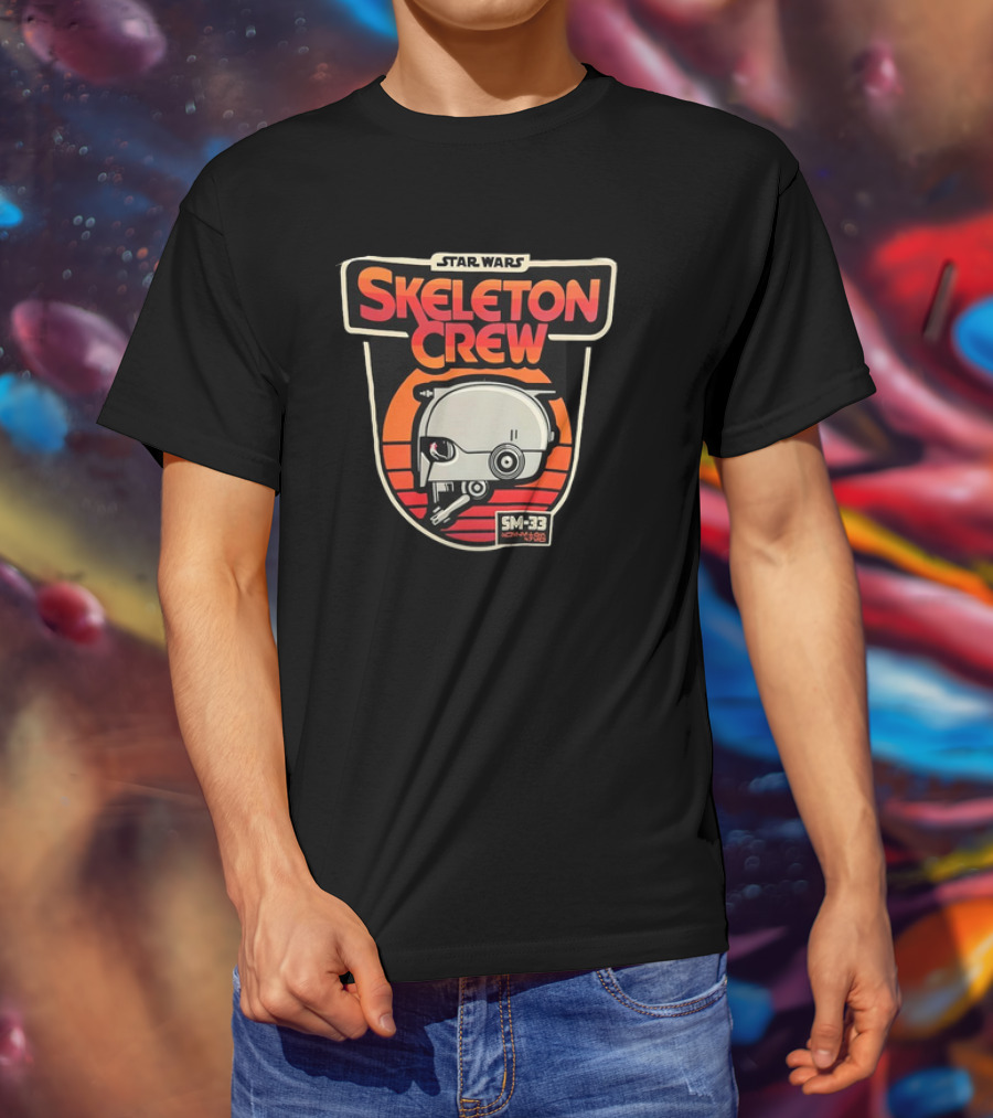 Star Wars Skeleton Crew SM-33 Johnny5g Robot Head Badge T-Shirt