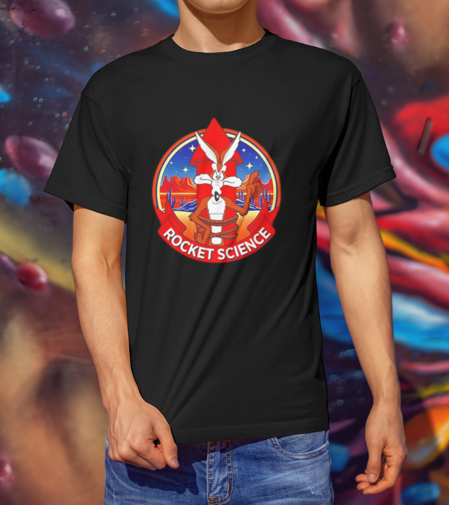 Wile E. Coyote Rocket Science Desert Cactus Scene T-Shirt