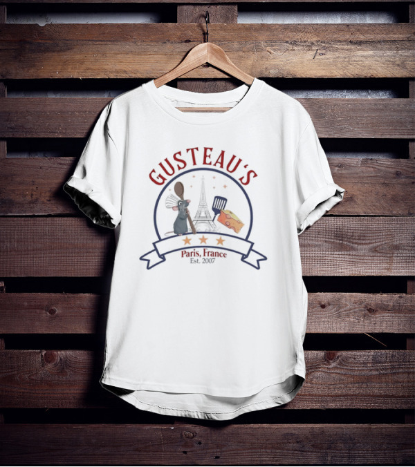 Gusteau’s Paris France Est 2007 Eiffel Tower Rat And Cheese Cooking Spoon T-Shirt