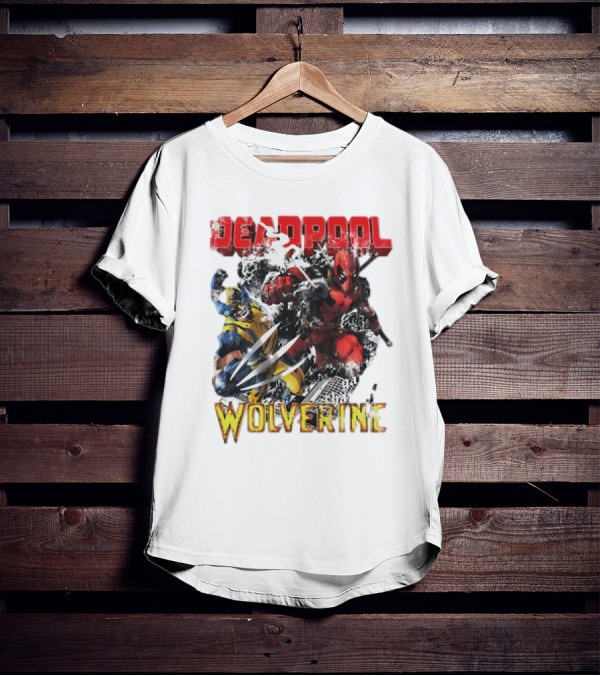 Deadpool Wolverine Cartoon Battle Clash T-Shirt