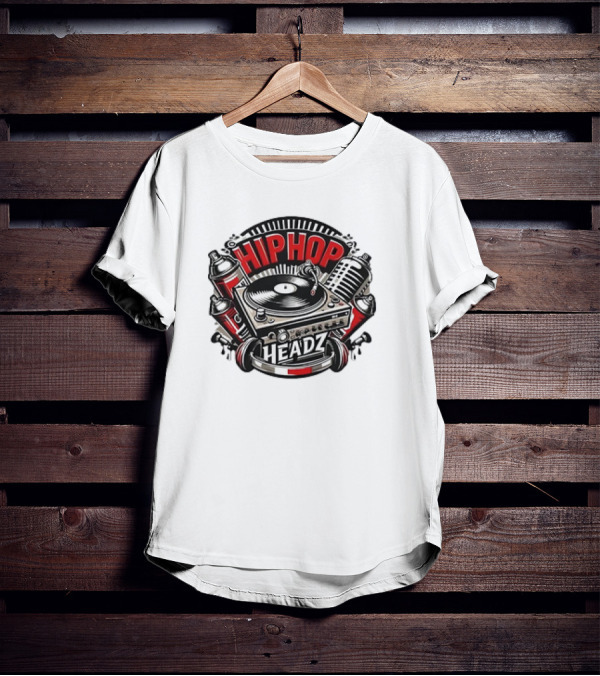 HIP HOP HEADZ VINYL RECORD PLAYER TURNTABLE SPRAY CANS MICROPHONE T-Shirt