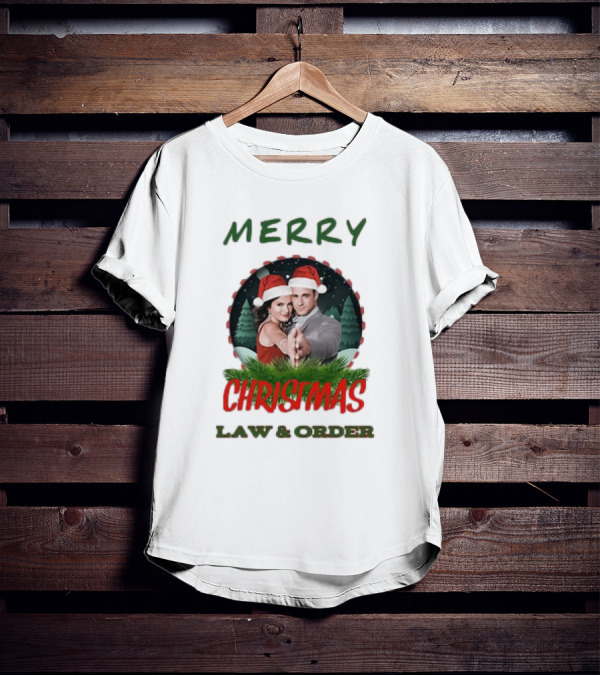 Merry Christmas Law And Order Santa Hats Holiday T-Shirt