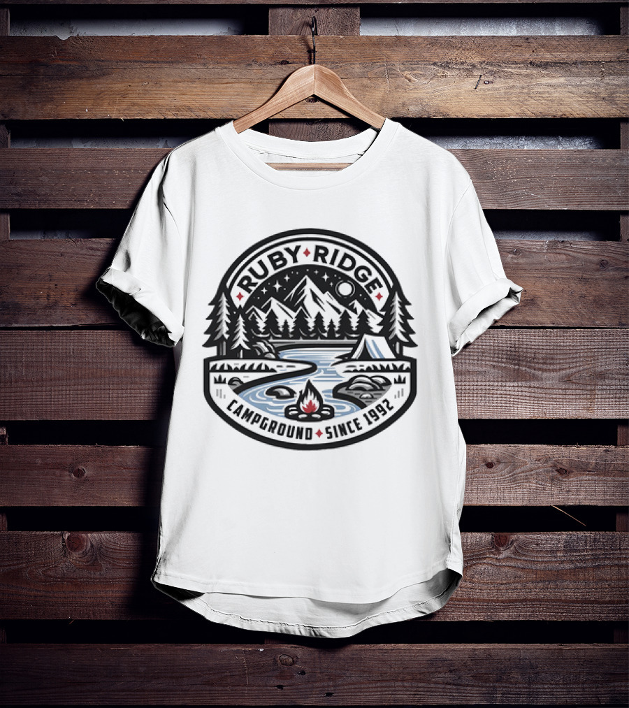 Ruby Ridge Campground Scenic Mountains And Campfire Since 1992 T-Shirt