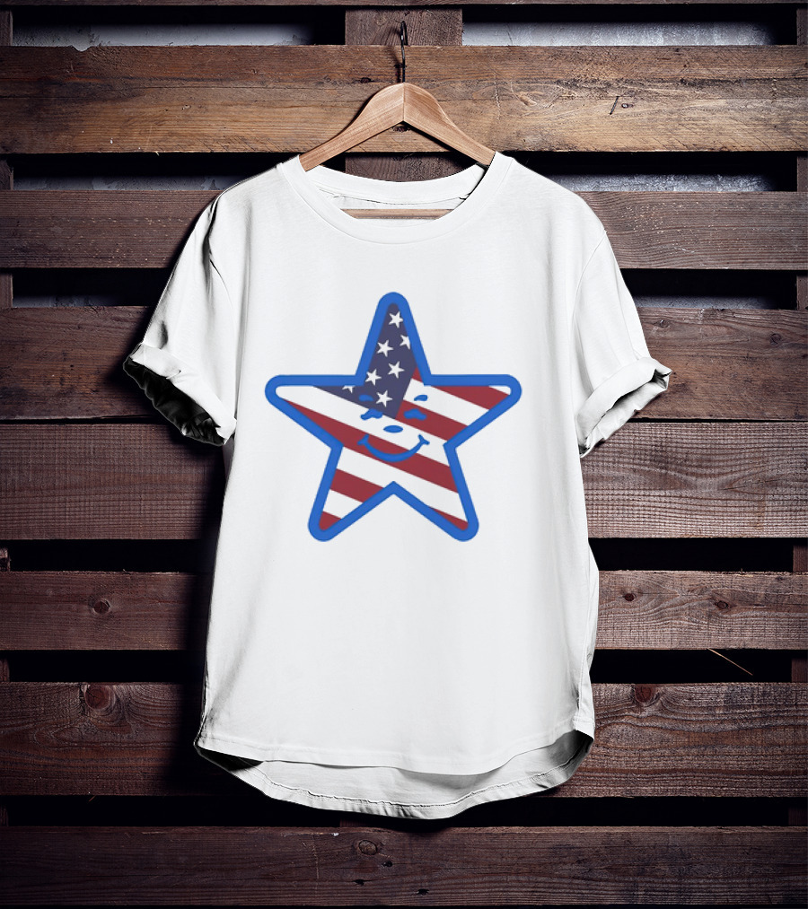 Usa Star Babbitt Revived Patriotic Smiling Star With American Flag T-Shirt