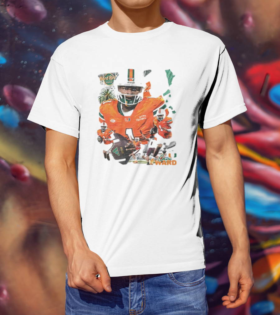 Cam Ward Miami Hurricanes Hard Rock Stadium Football T-Shirt
