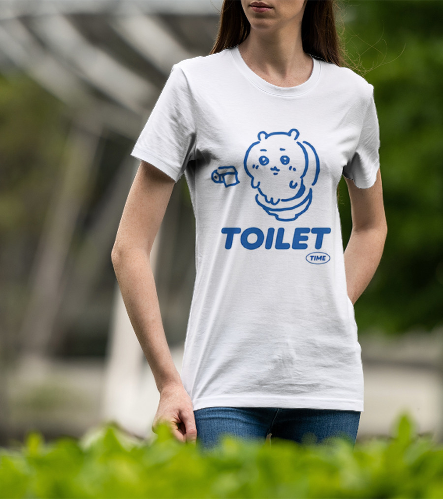Chiikawa Toilet Time Cute Character With Toilet Paper T-Shirt