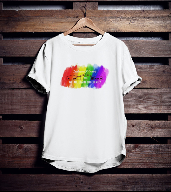 Inclusion Matters BBES We All Learn Differently Rainbow Brushstroke Background T-Shirt