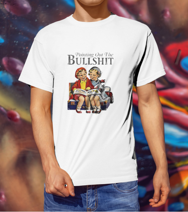 Pointing Out The Bullshit Vintage Comic Style Kids Reading Book T-Shirt