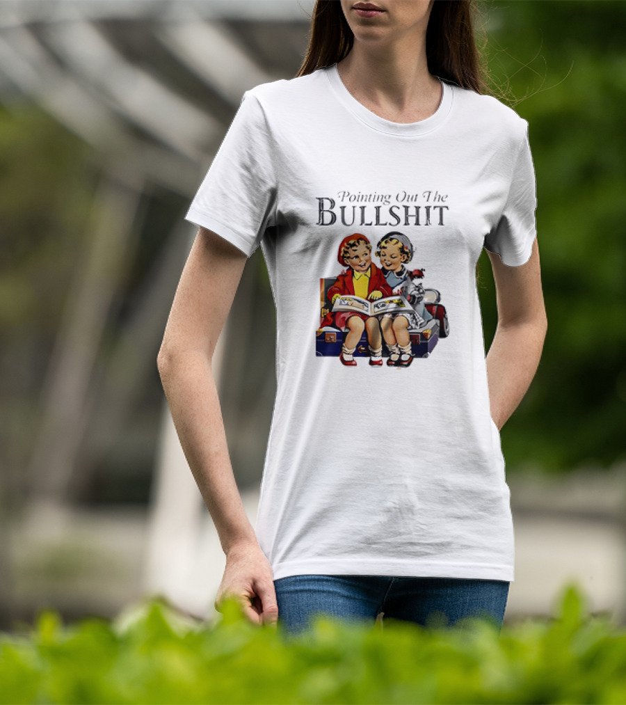 Pointing Out The Bullshit Vintage Comic Style Kids Reading Book T-Shirt