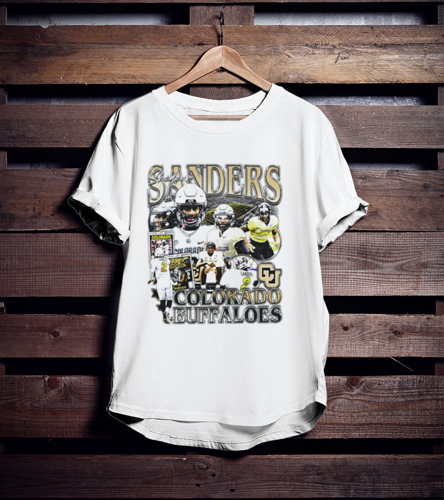 Sanders Colorado Buffaloes Football Collage With Athletic Imagery And Jersey Number 2 T-Shirt