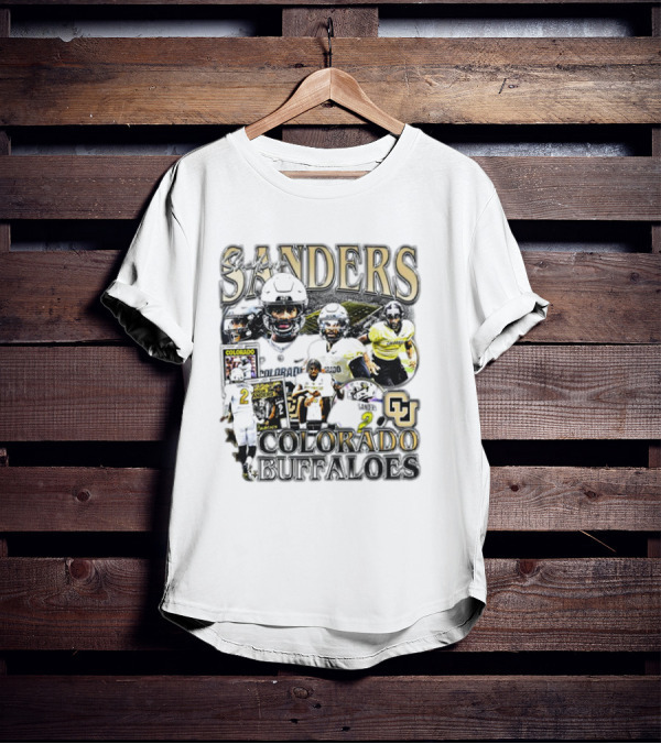 Sanders Colorado Buffaloes Football Collage With Athletic Imagery And Jersey Number 2 T-Shirt