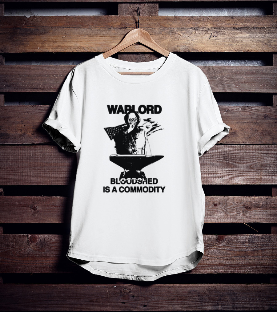 Warlord Bloodshed Is A Commodity Grim Reaper Anvil American Flag T-Shirt