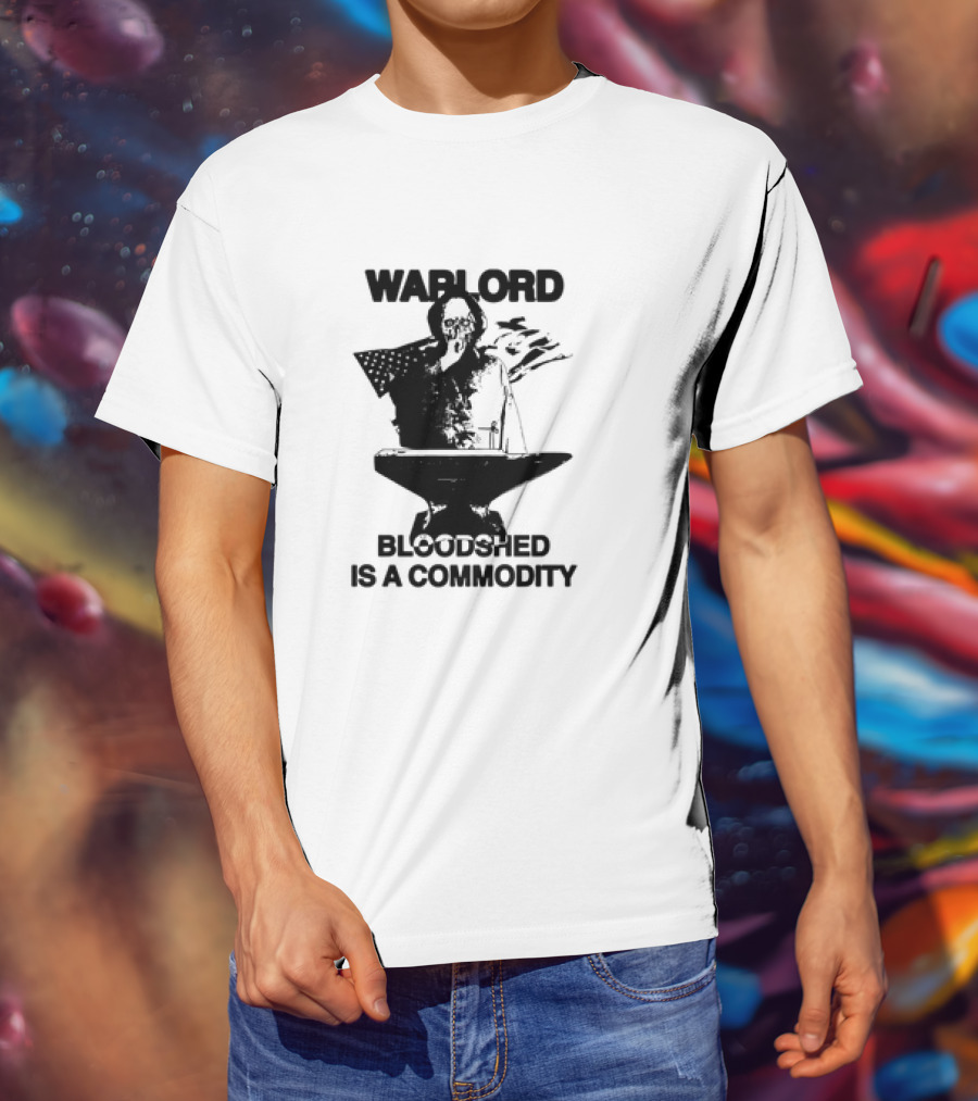 Warlord Bloodshed Is A Commodity Grim Reaper Anvil American Flag T-Shirt