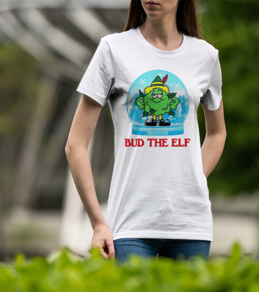Bud The Elf Christmas Snow Globe Scene T-Shirt