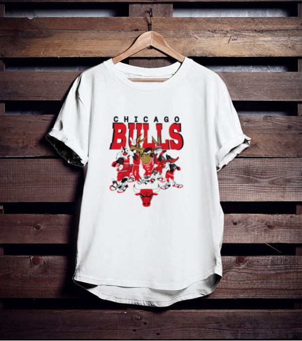 Chicago Bulls Looney Tunes NBA Basketball Cartoon Characters T-Shirt