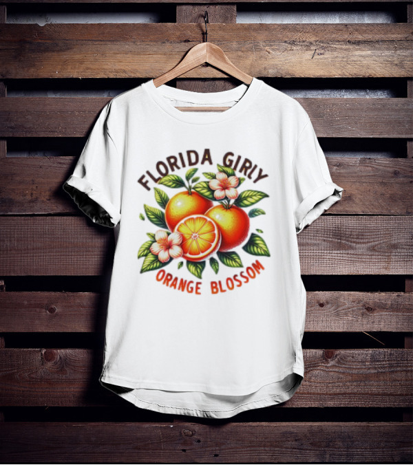 Florida Girly Orange Blossom Vintage Citrus Floral Retro T-Shirt