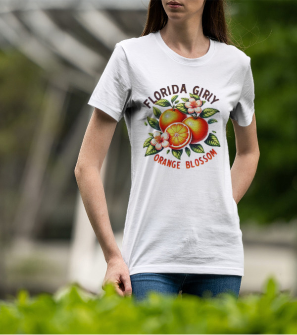 Florida Girly Orange Blossom Vintage Citrus Floral Retro T-Shirt