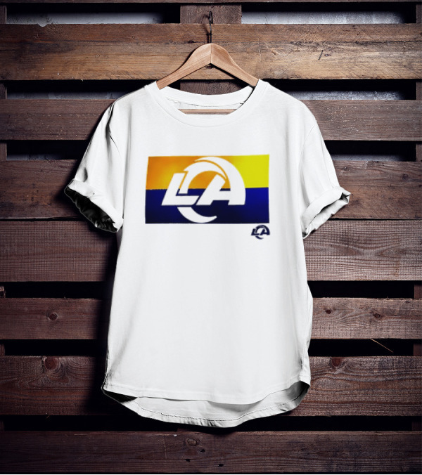 Los Angeles Rams LA Tri-Blend Heather Gray Square Off Yellow Blue T-Shirt