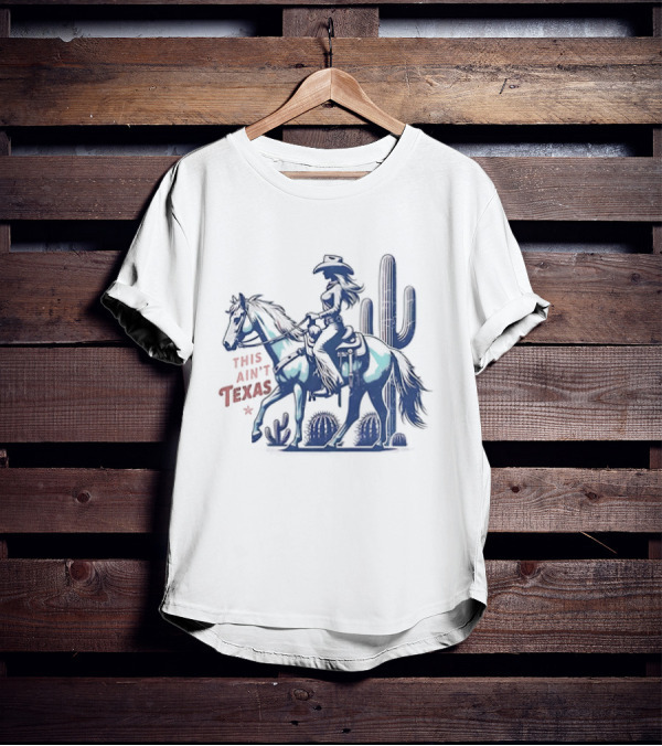 This Ain’t Texas Cowgirl Horse Cactus Retro Western T-Shirt
