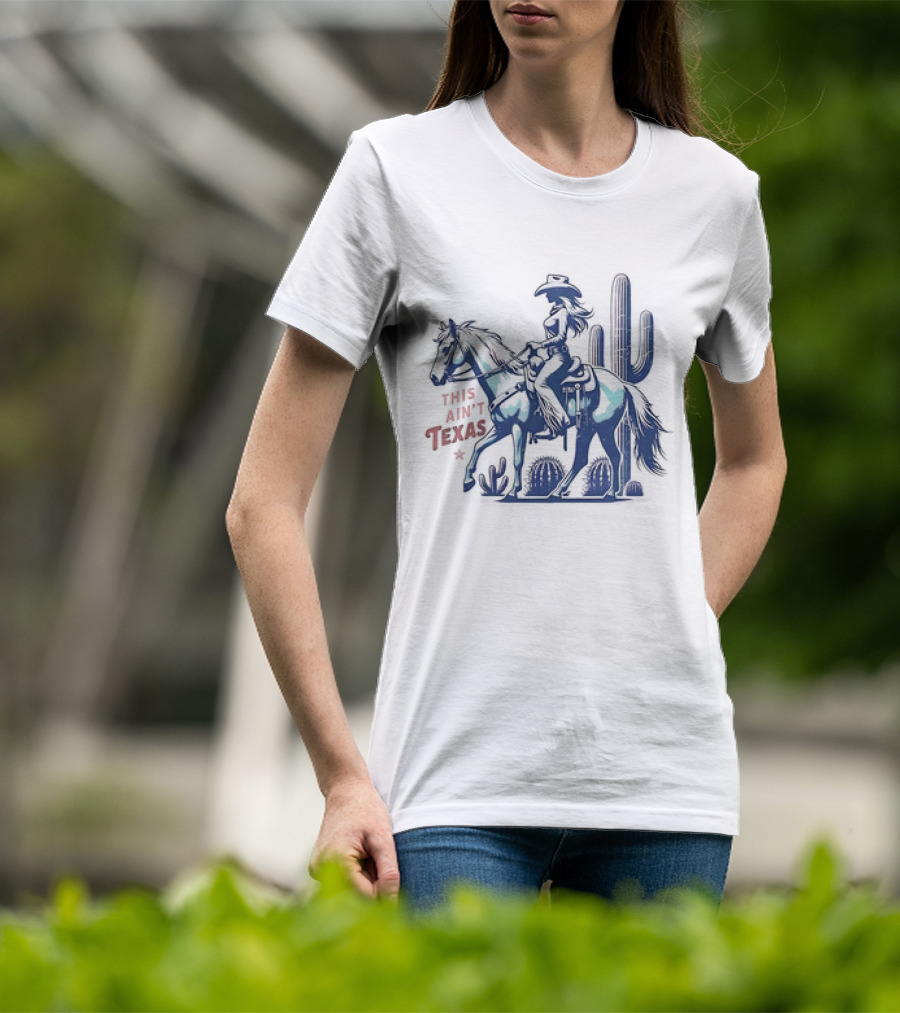 This Ain’t Texas Cowgirl Horse Cactus Retro Western T-Shirt