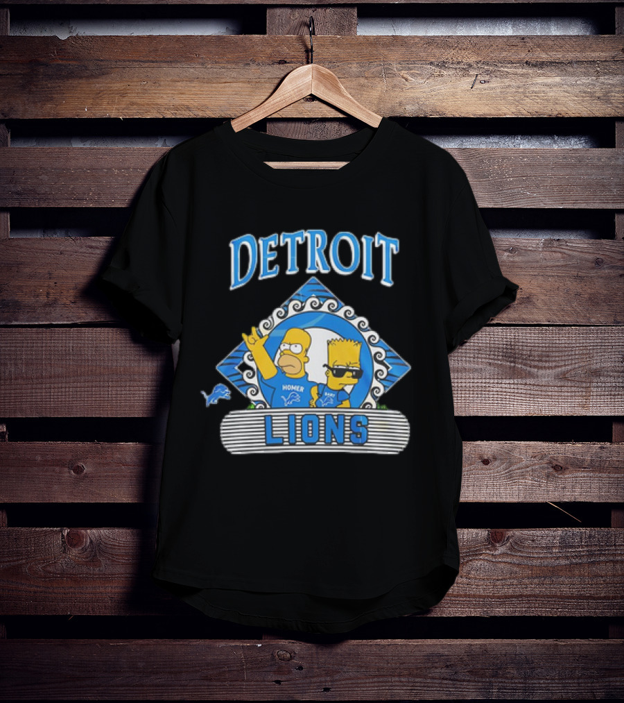 Homer Simpson Bart Simpson Detroit Lions NFL Funday Football T-Shirt