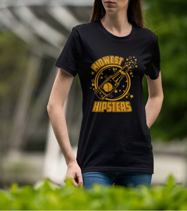 Midwest Hipsters Bottle With Stars And Rings T-Shirt