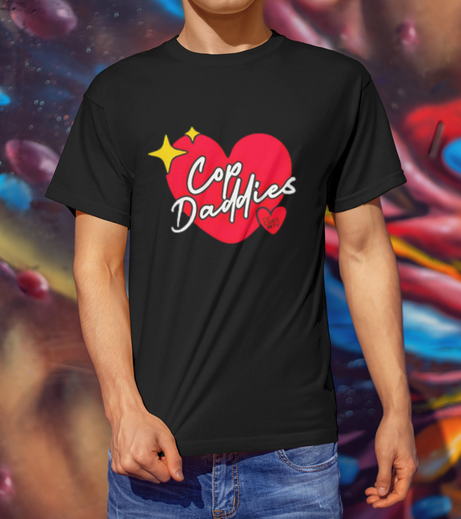 Cop Daddies Heart I Love Cops Girl Stars T-Shirt