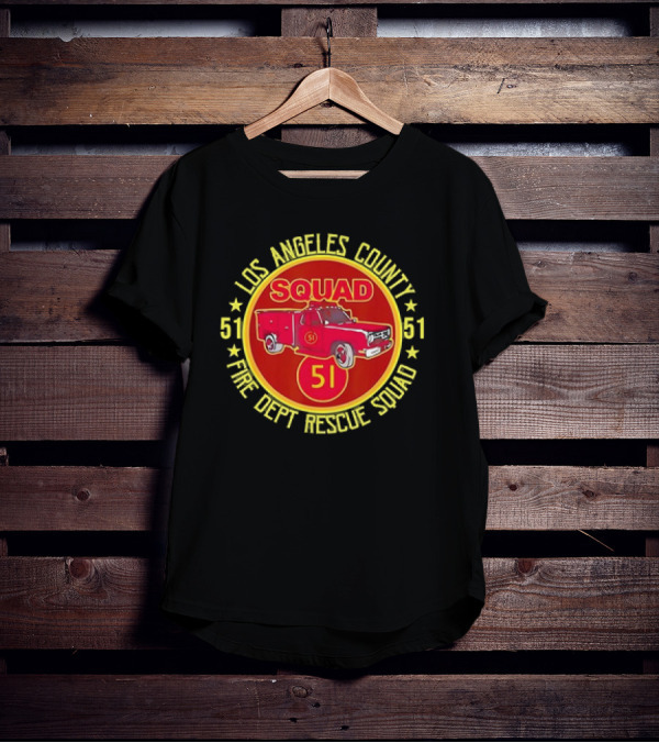 Los Angeles County Fire Dept Rescue Squad 51 Truck Emblem T-Shirt