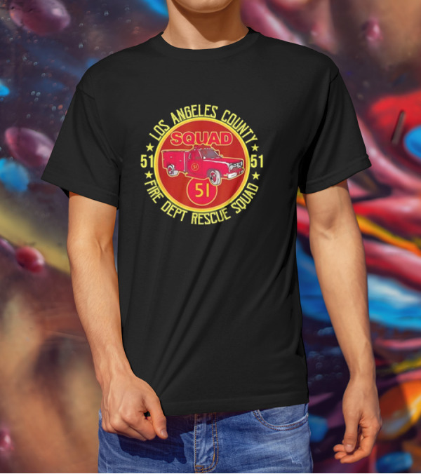 Los Angeles County Fire Dept Rescue Squad 51 Truck Emblem T-Shirt