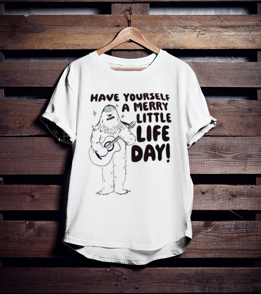 Bigfoot Have Yourself A Merry Little Life Day Playing Guitar T-Shirt