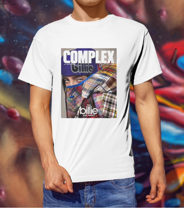 Complex Magazine Cover Billie Eilish Hey Billie You There Plaid Patchwork T-Shirt