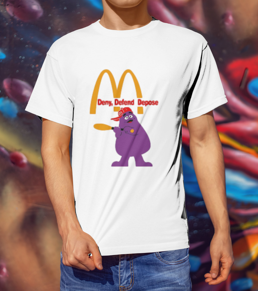 Grimace Baseball Bat Deny Defend Depose McDonald's Mascot T-Shirt