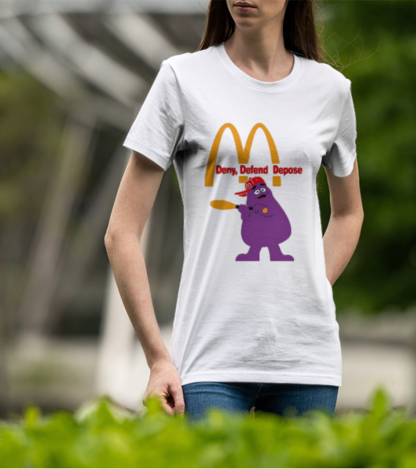 Grimace Baseball Bat Deny Defend Depose McDonald's Mascot T-Shirt