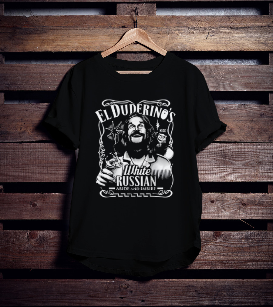 El Duderino’s White Russian Abide And Imbibe Retro Style Starburst Drink T-Shirt