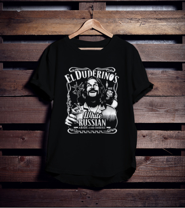 El Duderino’s White Russian Abide And Imbibe Retro Style Starburst Drink T-Shirt