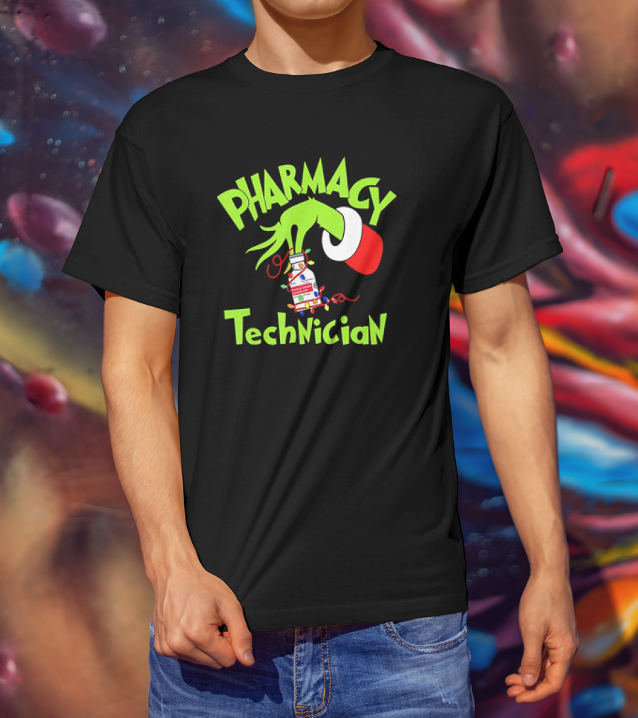 Grinch Pharmacy Technician Christmas Lights T-Shirt