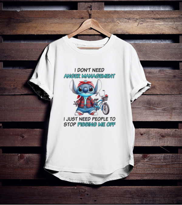 Stitch I Don’t Need Anger Management People Stop Pissing Me Off Bicycle Plaid T-Shirt