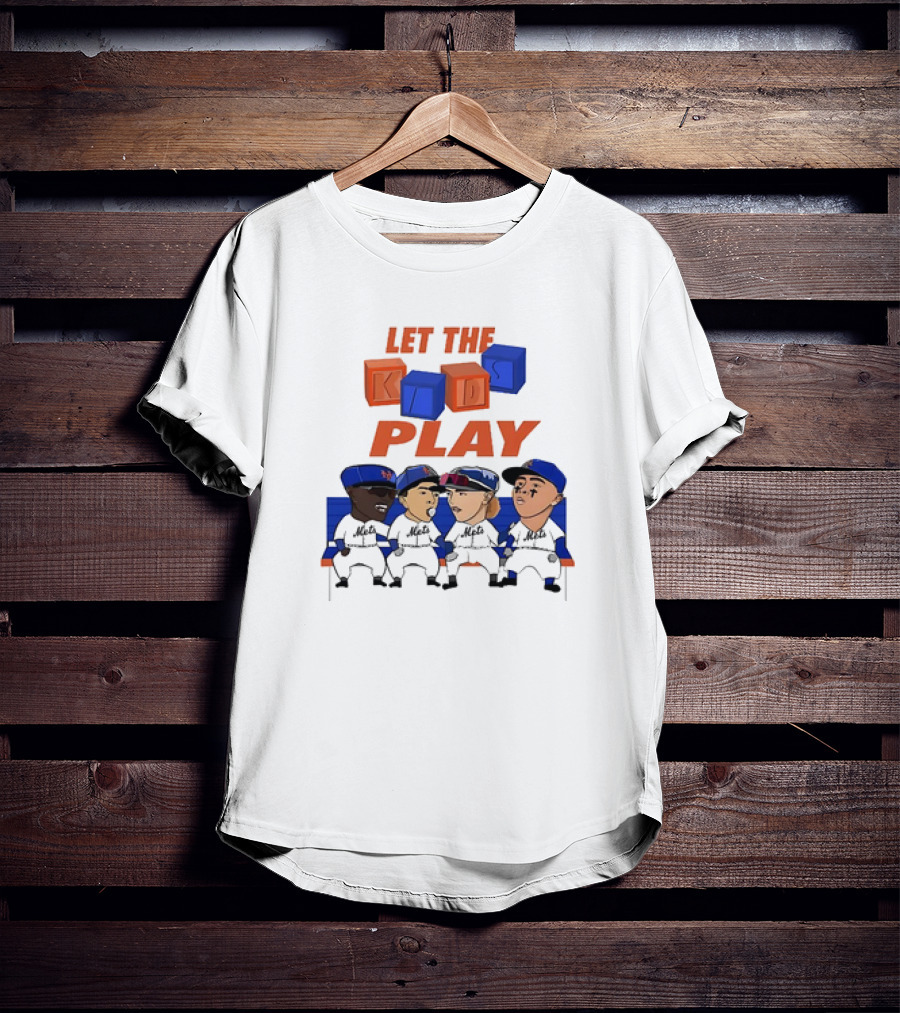 Let The Kids Play Mets Cartoon Baseball Team Fans T-Shirt