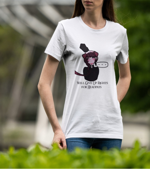 Will Give Up Rights For Headpats Anime Cat Ear Character With Blush And Speech Bubble T-Shirt